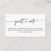 Minimalist Script Wedding Details Just a Note Begleitkarte (Vorderseite)