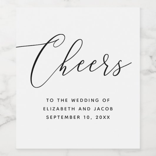 Minimalist Script Wedding | Elegant Calligraphy Weinetikett (Einzelnes Label)