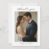 Minimalist Script Wedding Photo Thank You Dankeskarte (Vorderseite)