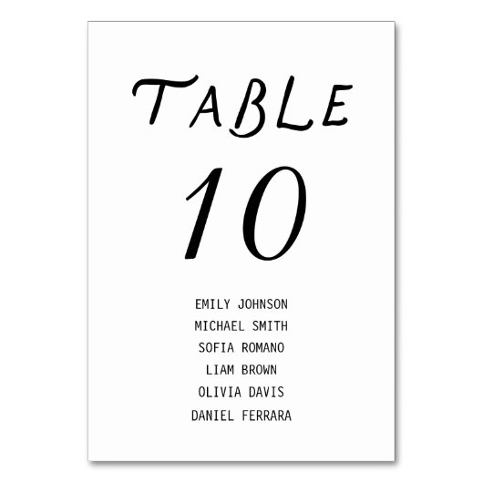 Minimalist Script Wedding Table Number Tischnummer (Vorderseite)