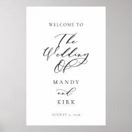Minimalist Script Wedding Welcome Sign Banner Poster