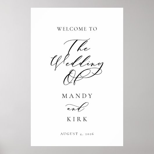 Minimalist Script Wedding Welcome Sign Banner Poster (Vorne)
