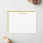 Minimalist Script Yellow Stripe Personalized Name Mitteilungskarte (Vorderseite/Rückseite Beispiel)