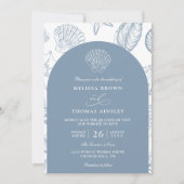 Minimalist Sea Shells Beach Budget QR Code Wedding Einladung (Vorderseite)