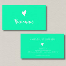 Minimalist Seafoam Green White Heart Barber Name