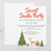 Minimalist Secret Santa Holiday Party Invitation Einladung (Vorne/Hinten)