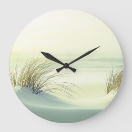 Minimalist Serene White Sand Dunes Beach Große Wanduhr