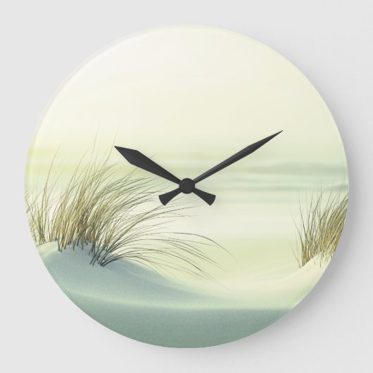 Minimalist Serene White Sand Dunes Beach Große Wanduhr (Vorderseite)