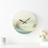 Minimalist Serene White Sand Dunes Beach Große Wanduhr (Zuhause)