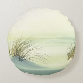 Minimalist Serene White Sand Dunes Beach Rundes Kissen