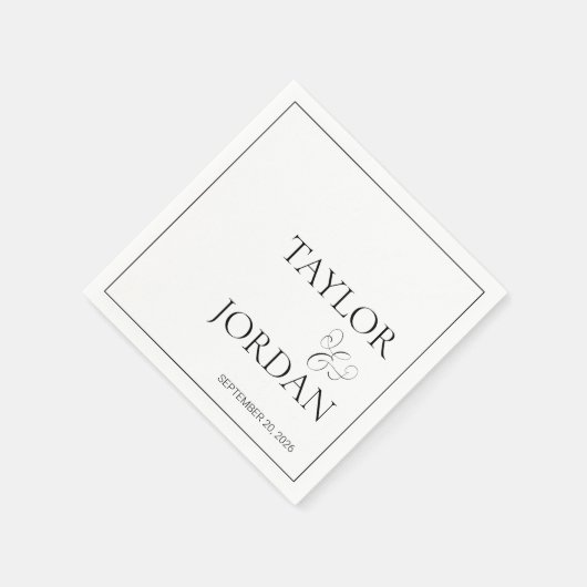 Minimalist Serif Typography Script Wedding Custom Serviette (Ecke)