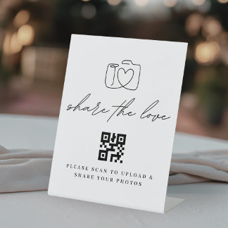 Minimalist Share the Love QR-Code Foto-Upload Sockelschild