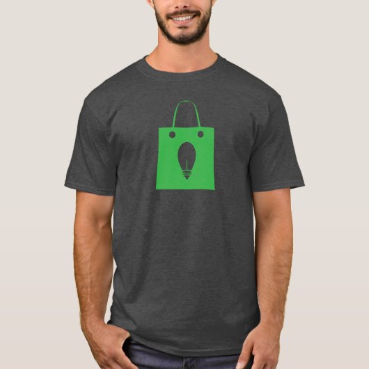 Minimalist Shopping Eco Bag Icon with Lightbulb T-Shirt (Vorderseite)