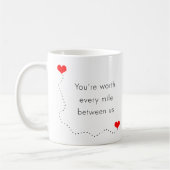 Minimalist "Sie sind jede Meile zwischen uns " Kaffeetasse (Links)