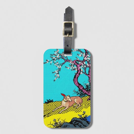 Minimalist Sighthound Silhouette Dog Graphic Gepäckanhänger (Vorderseite Vertikal)