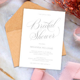 Minimalist Silver Handwritten Script Bridal Shower Einladung