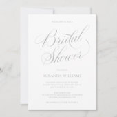 Minimalist Silver Handwritten Script Bridal Shower Einladung (Vorderseite)