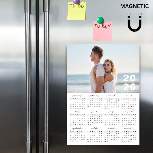 Minimalist Simple 2026 Calendar Photo Magnet