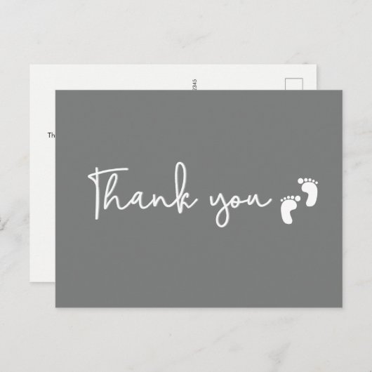 Minimalist simple Baby shower thank you Mod Grey Postkarte (Vorne/Hinten)