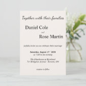Minimalist Simple Beige Wedding Einladung (Stehend Vorderseite)