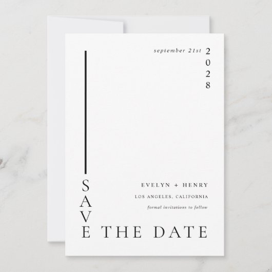 Minimalist Simple Black Line Modern Wedding Save The Date (Vorderseite)