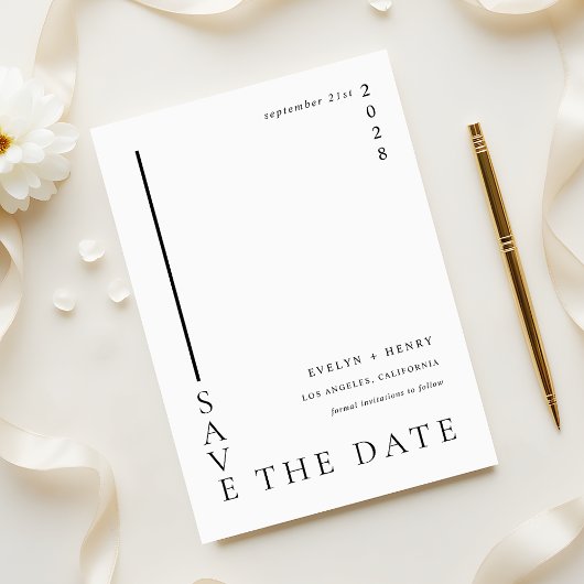 Minimalist Simple Black Line Modern Wedding Save The Date