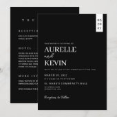 Minimalist Simple Elegant Black QR Code Wedding Einladung (Vorne/Hinten)