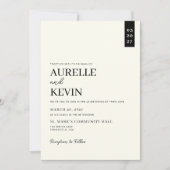 Minimalist Simple Elegant Ivory QR Code Wedding Einladung (Vorderseite)