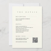 Minimalist Simple Elegant Ivory QR Code Wedding Einladung (Rückseite)