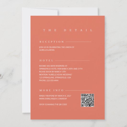 Minimalist Simple Elegant QR Code Wedding Einladung (Rückseite)