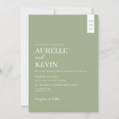 Minimalist Simple Elegant Sage QR Code Wedding Einladung (Vorderseite)