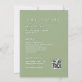 Minimalist Simple Elegant Sage QR Code Wedding Einladung (Rückseite)