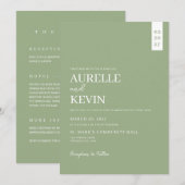 Minimalist Simple Elegant Sage QR Code Wedding Einladung (Vorne/Hinten)