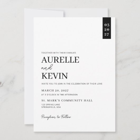 Minimalist Simple Elegant White QR Code Wedding  Einladung (Vorderseite)