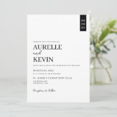 Minimalist Simple Elegant White QR Code Wedding  Einladung (Stehend Vorderseite)