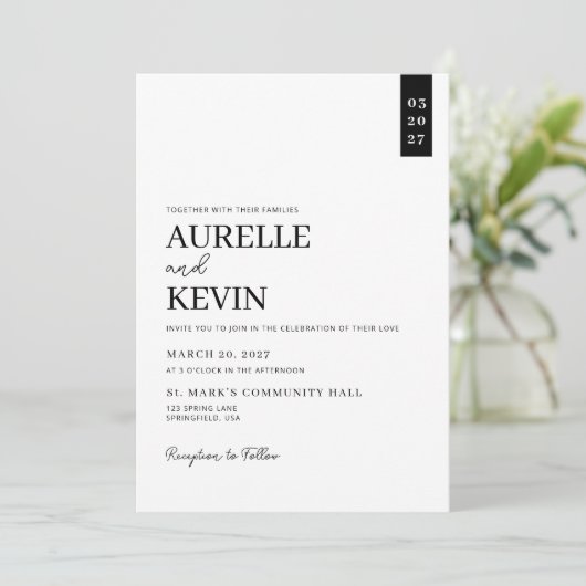 Minimalist Simple Elegant White QR Code Wedding  Einladung (Stehend Vorderseite)