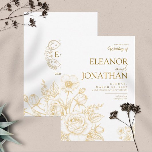 Minimalist Simple Floral Elegant Wedding Einladung