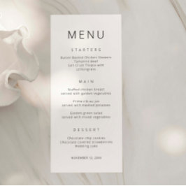 Minimalist Simple Font Wedding Menu Card Menükarte