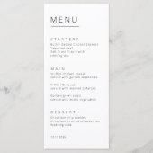 Minimalist Simple Font Wedding Menu Card Menükarte (Vorderseite)