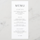 Minimalist Simple Font Wedding Menu Card Menükarte (Vorderseite)
