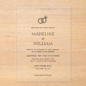 Minimalist Simple Hand Drawn Rings Wedding Acryleinladungen (Vorderseite)