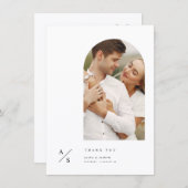 Minimalist Simple Heart Wedding Photo Budget Dankeskarte (Vorne/Hinten)