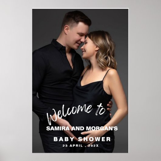 Minimalist simple modern Baby Shower Photo welcome Poster (Vorne)