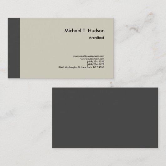Minimalist Simple Plain Architect Modern Visitenkarte (Vorne/Hinten)