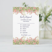 Minimalist Simple Pretty rose vine floral wedding RSVP Karte (Stehend Vorderseite)