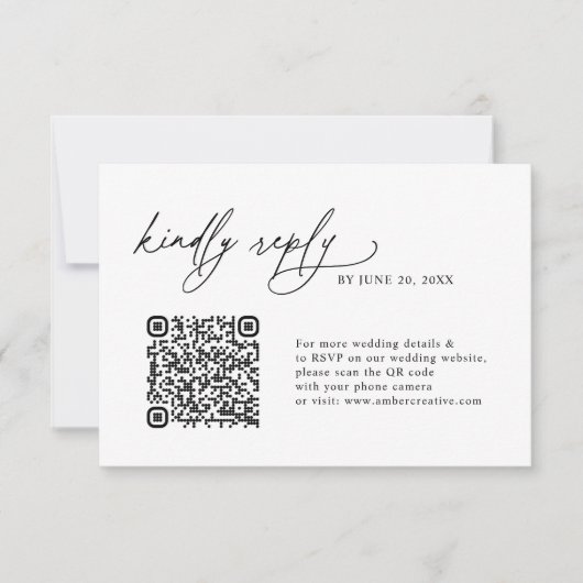 Minimalist Simple QR code Wedding RSVP Cards (Vorderseite)