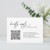 Minimalist Simple QR code Wedding RSVP Cards (Stehend Vorderseite)