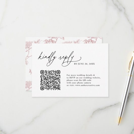 Minimalist Simple QR code Wedding RSVP Cards Karte (Vorderseite/Rückseite Beispiel)