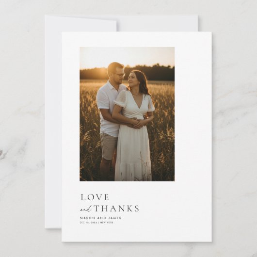 Minimalist Simple Script with Boho Wedding Photo Dankeskarte (Vorderseite)