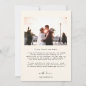 Minimalist Simple Script with Heart Wedding Photo Dankeskarte (Rückseite)